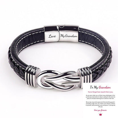 Leather Knot Bracelet for Men, Grandmother Gift