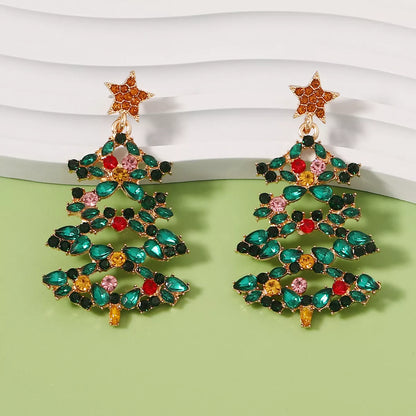 Sparkly Xmas Tree Stud Earrings with Glitter