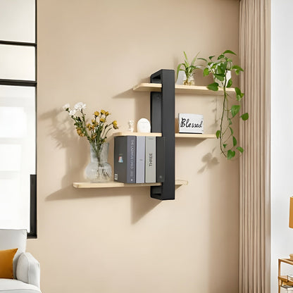 Rustic Wooden Wall Shelf 3 Tier Storage