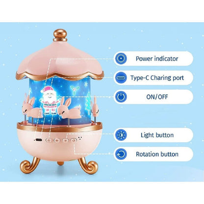 Colorful Kids 360° Rotating Bunny Night Light Projector