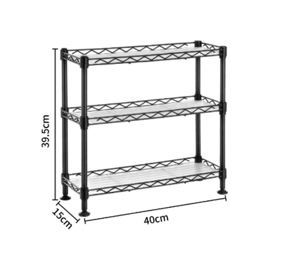 Sturdy 3-Tier Metal Storage Shelf with Locking Casters