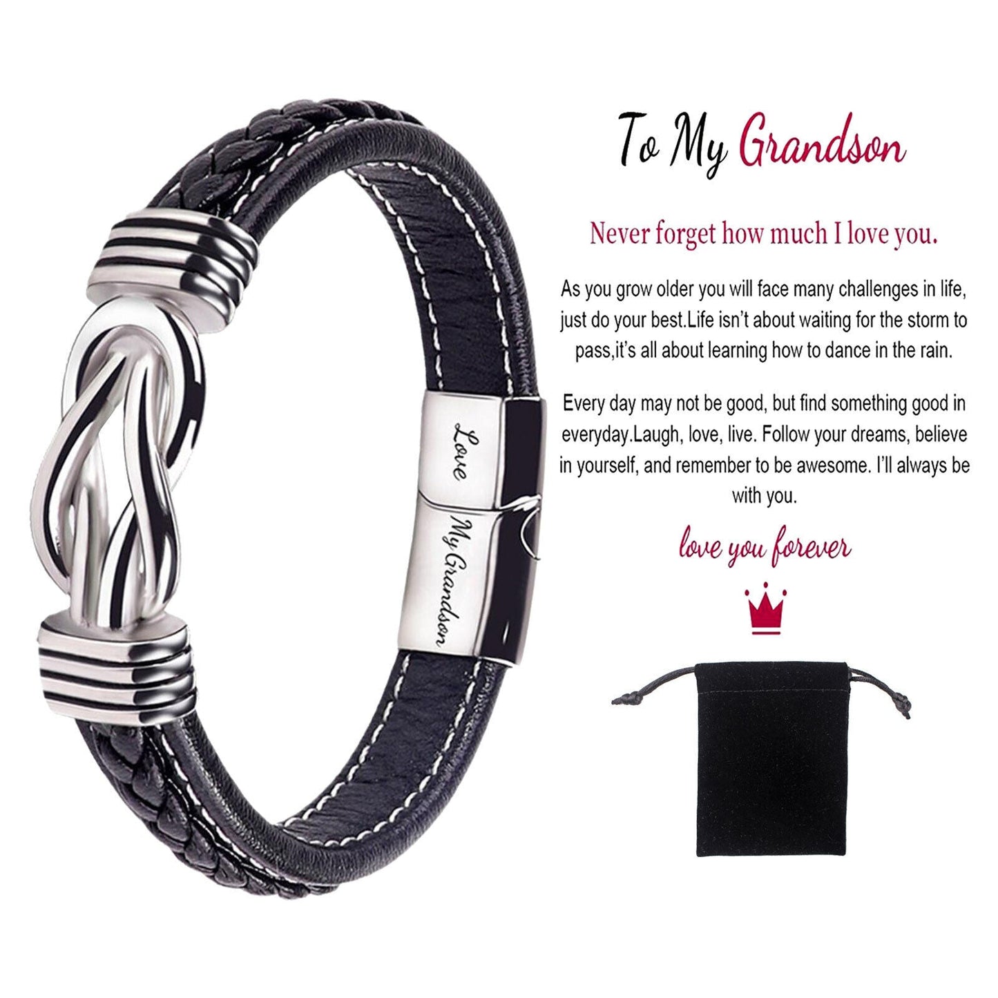Leather Knot Bracelet for Men, Grandmother Gift