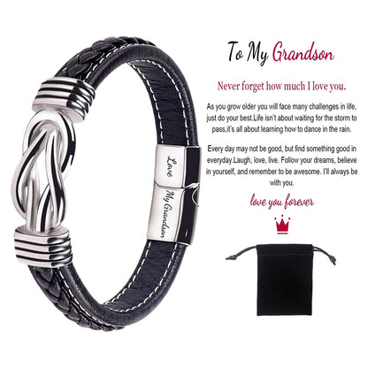Leather Knot Bracelet for Men, Grandmother Gift
