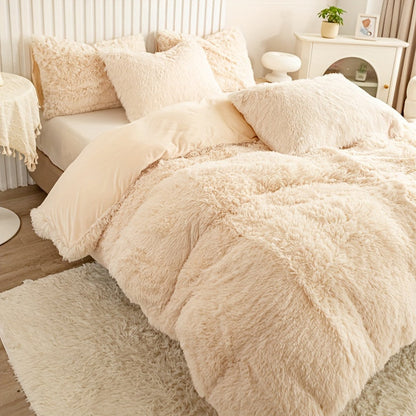 Cozy Soft Plush Duvet Cover Set with Zipper