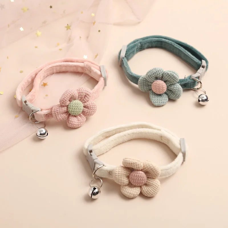 Colorful Pet Collar with Cute Floral Charm