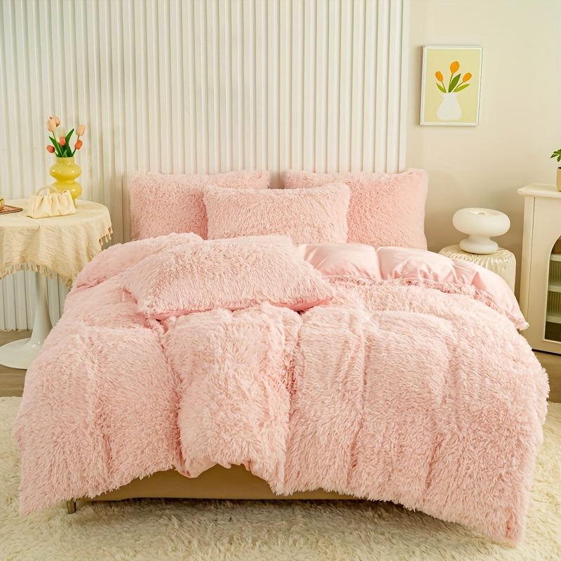 Cozy Soft Plush Duvet Cover Set with Zipper