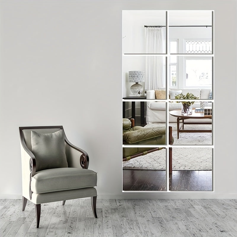 Stylish 3D Wall Mirror Tiles Set