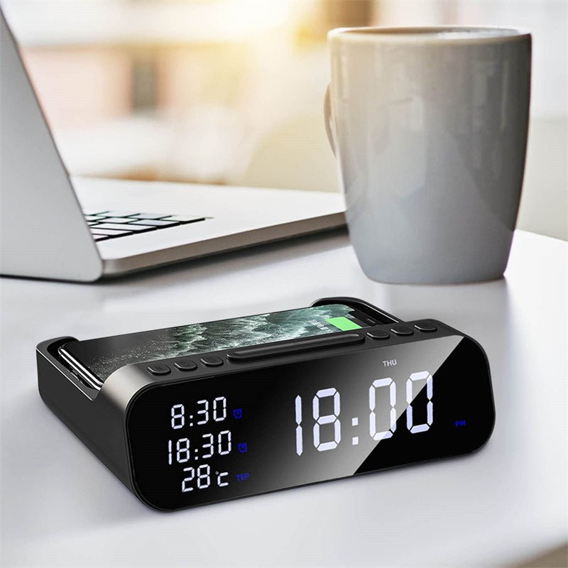 Wireless Charging Digital Alarm Clock with Big Display