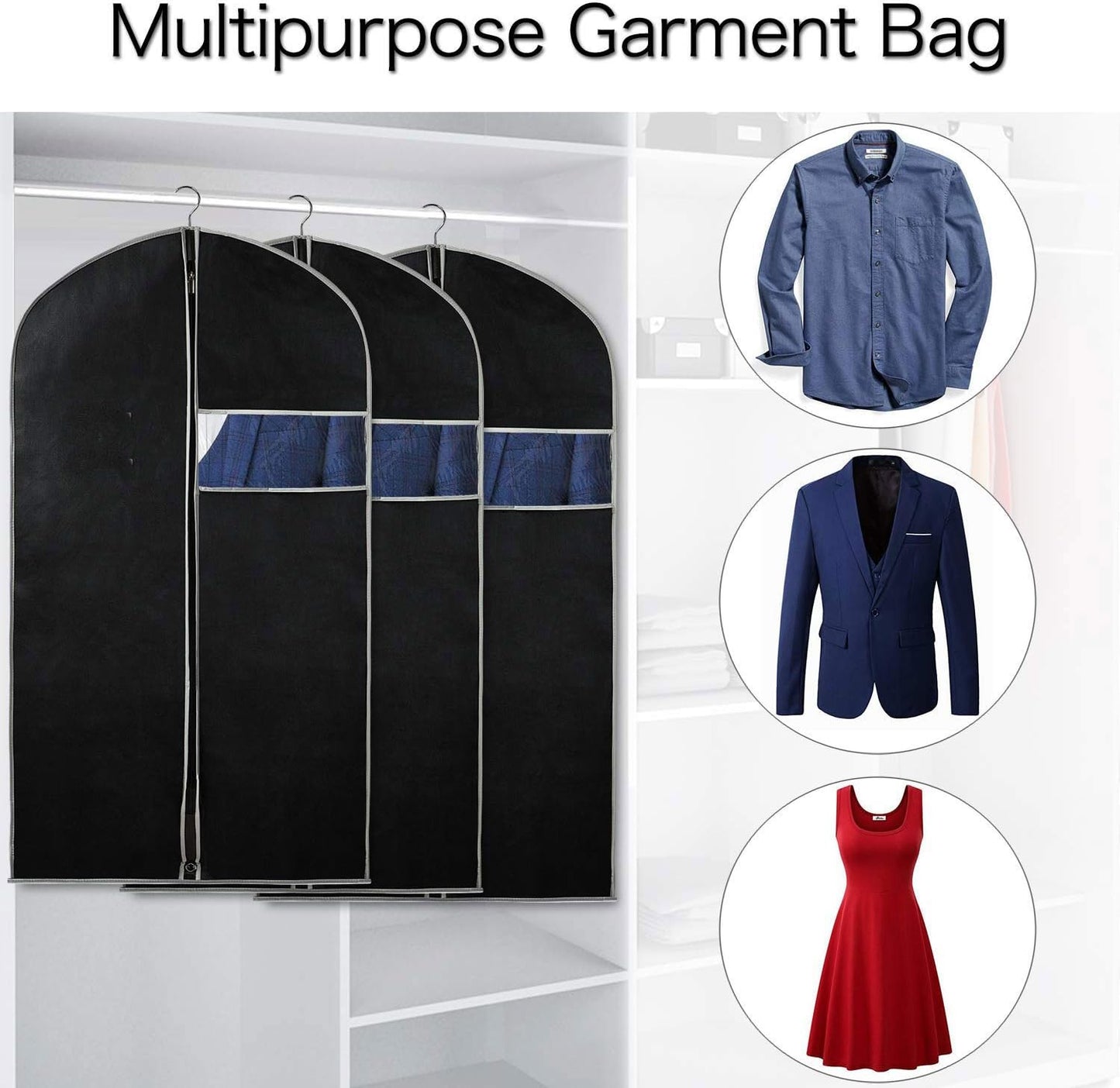 Breathable Clothing Storage Bags 6-Pack with View Window