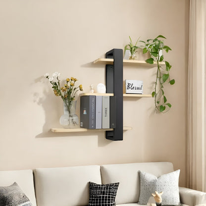 Rustic Wooden Wall Shelf 3 Tier Storage