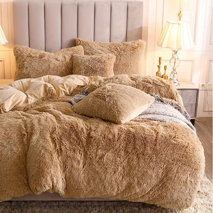 Cozy Soft Plush Duvet Cover Set with Zipper