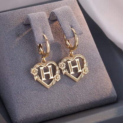Delicate Monogram Heart Huggie Earrings