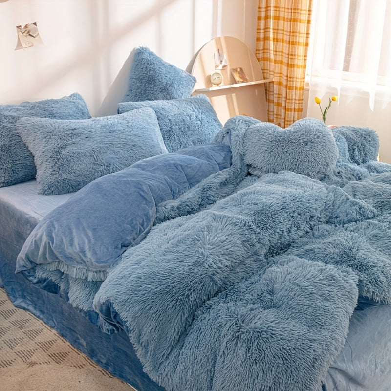 Cozy Soft Plush Duvet Cover Set with Zipper