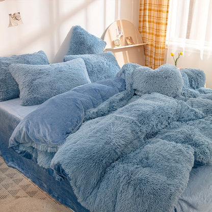 Cozy Soft Plush Duvet Cover Set with Zipper