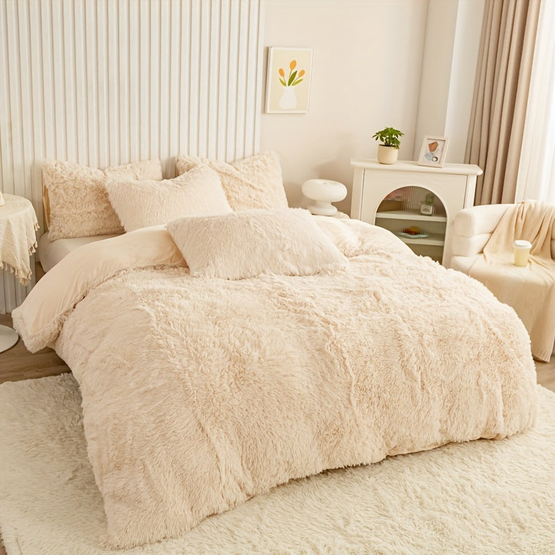 Cozy Soft Plush Duvet Cover Set with Zipper