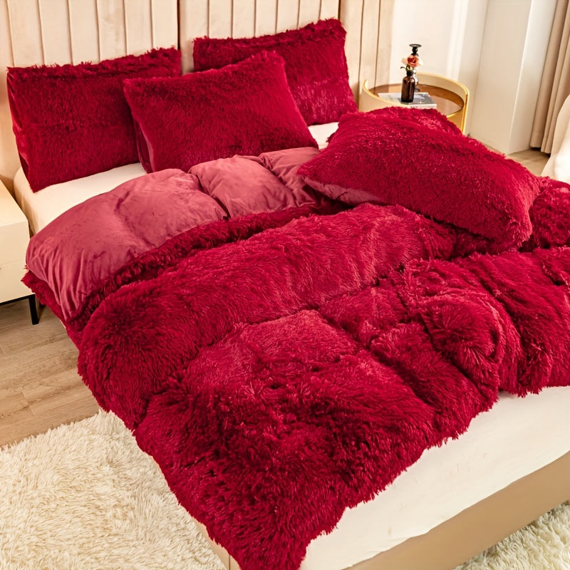 Cozy Soft Plush Duvet Cover Set with Zipper