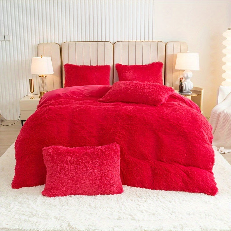 Cozy Soft Plush Duvet Cover Set with Zipper
