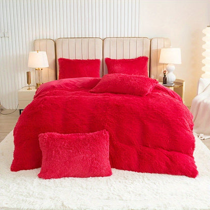 Cozy Soft Plush Duvet Cover Set with Zipper