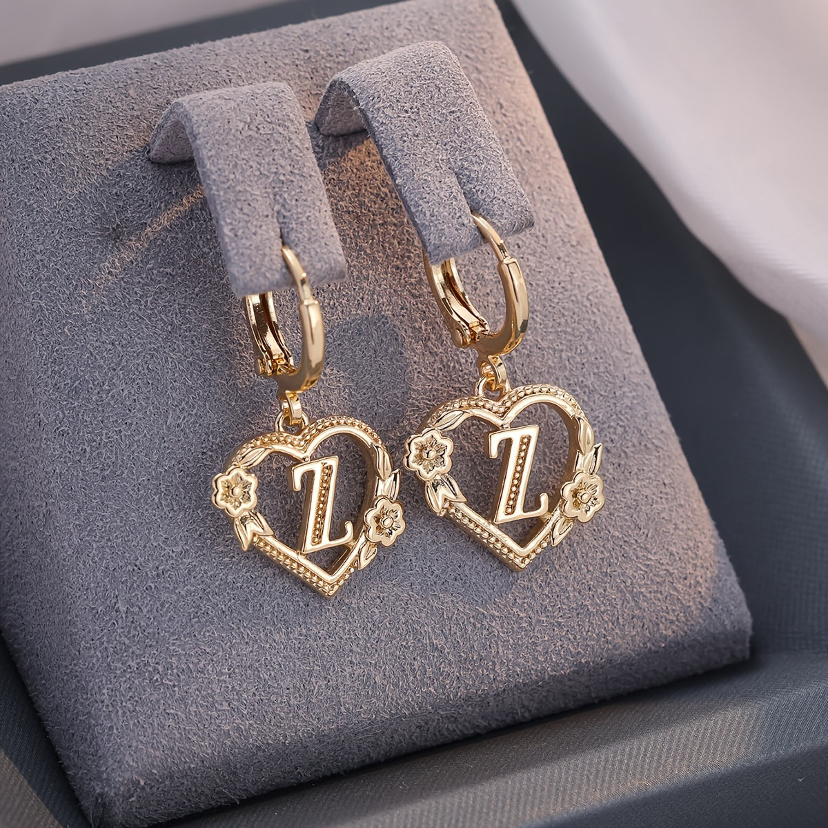 Delicate Monogram Heart Huggie Earrings