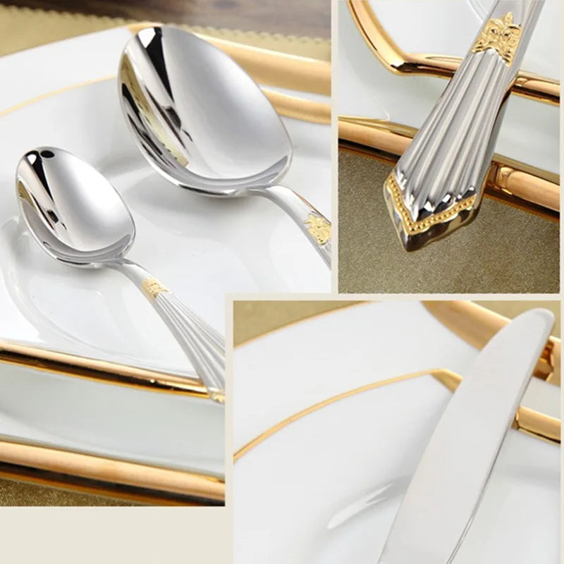 Premium 4-Piece Gold Plated Flatware Set