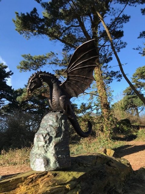 Detailed Dragon Figurine Water Fountain Sculpture