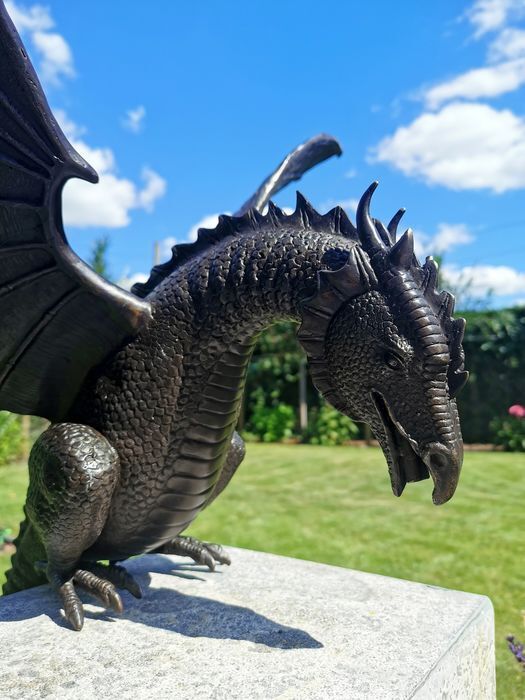 Detailed Dragon Figurine Water Fountain Sculpture