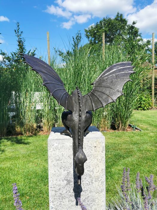 Detailed Dragon Figurine Water Fountain Sculpture
