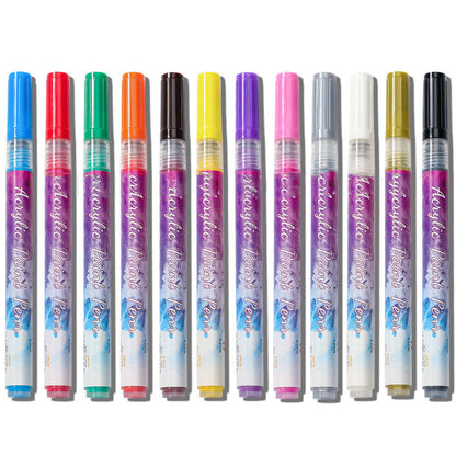 Slim 12 Color Curved Nail Art Pen