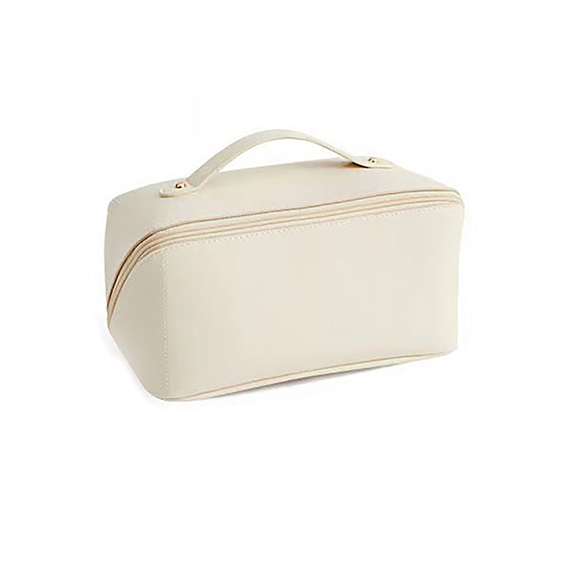 Compact Leather Travel Makeup Bag