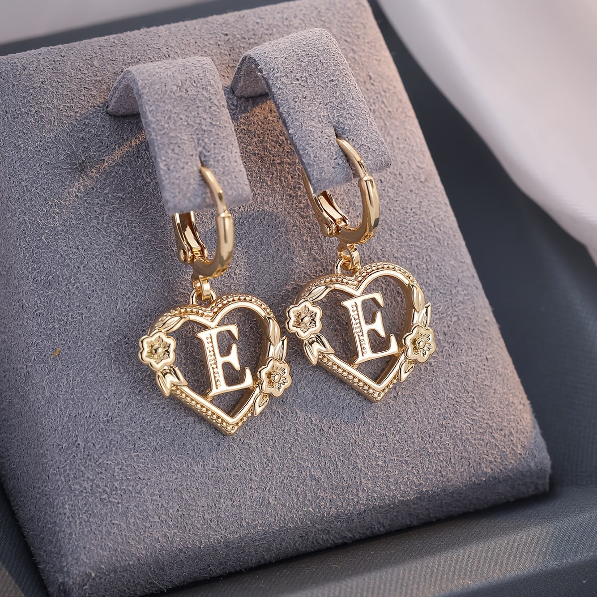 Delicate Monogram Heart Huggie Earrings