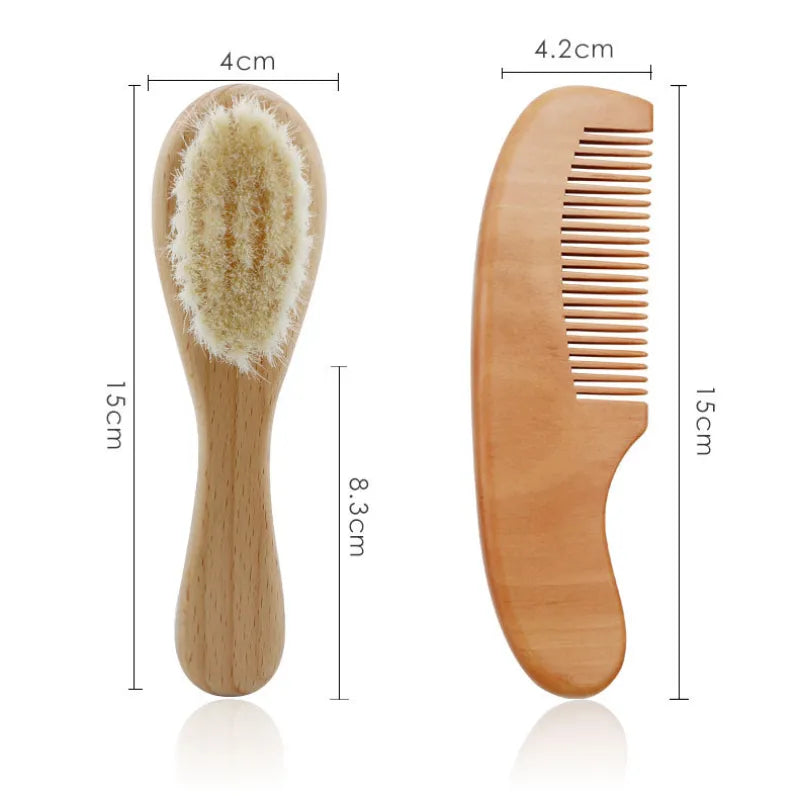 Gentle Baby Hair Brush Set with Wood Comb