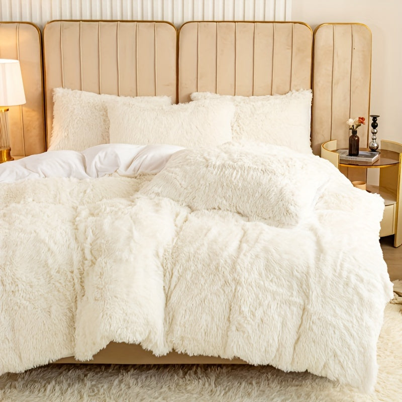 Cozy Soft Plush Duvet Cover Set with Zipper
