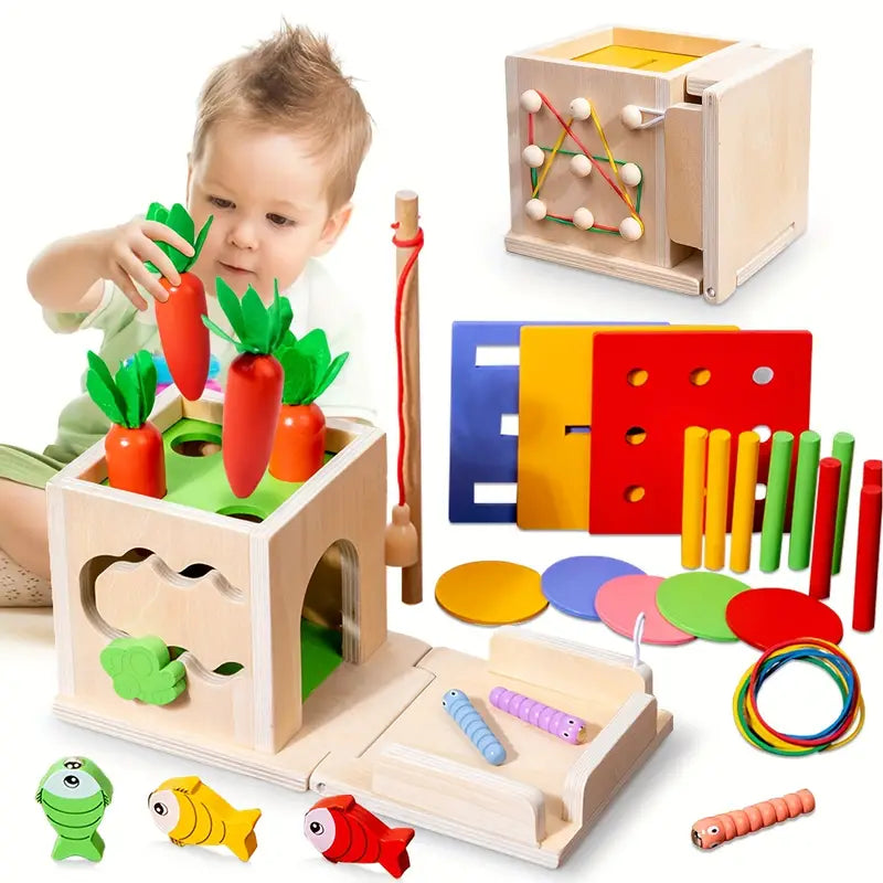 Kids Wooden Learning Playset Toy Box - Befez