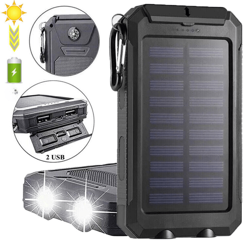 Durable Solar Powered 10,000mAh Waterproof Battery Pack
