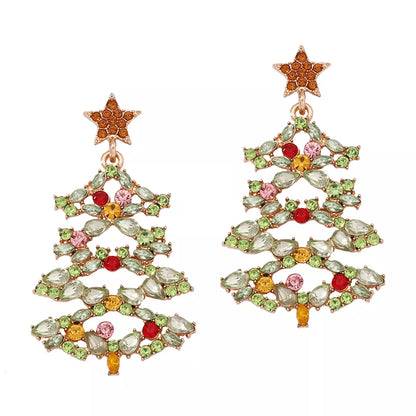 Sparkly Xmas Tree Stud Earrings with Glitter