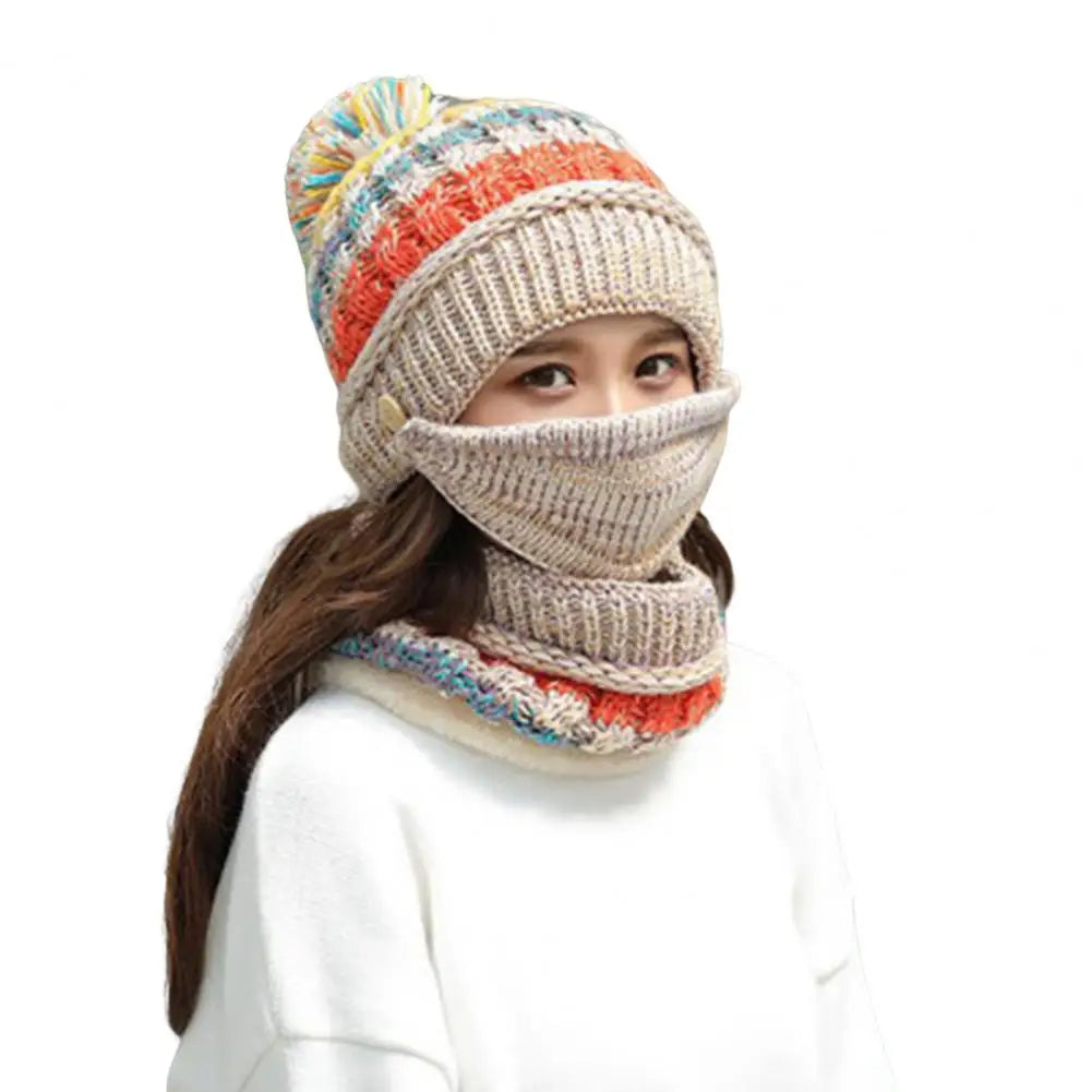Soft Winter Beanie Scarf Set with Fleece Lining