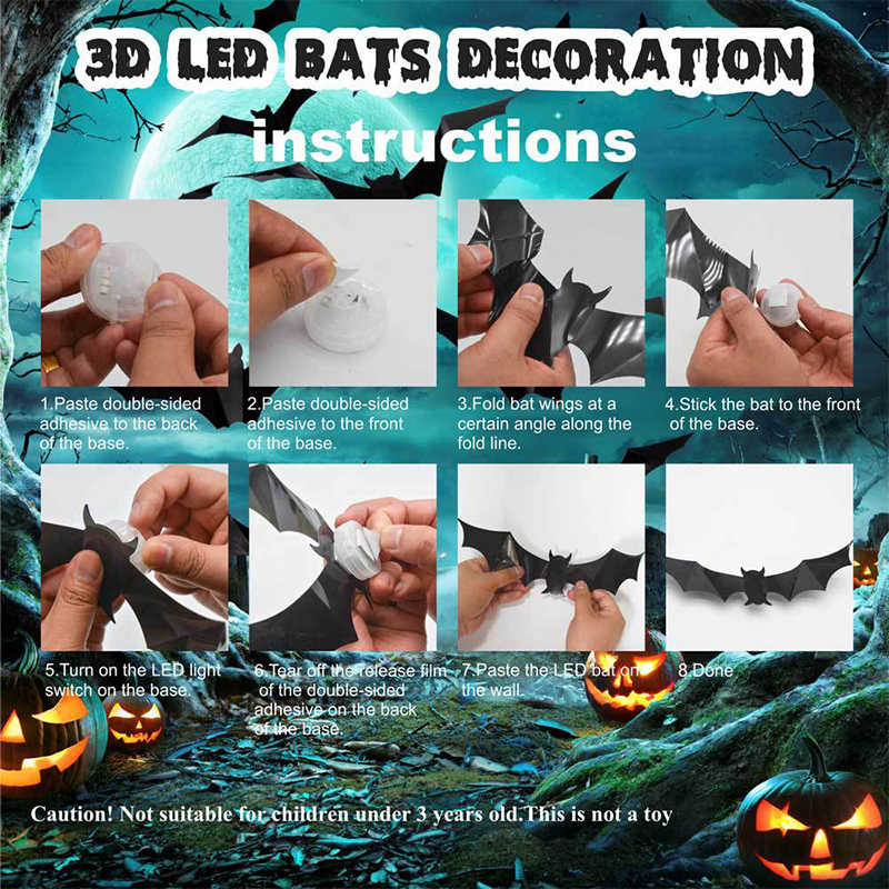 Spooky 3D Bat LED Wall Decoration