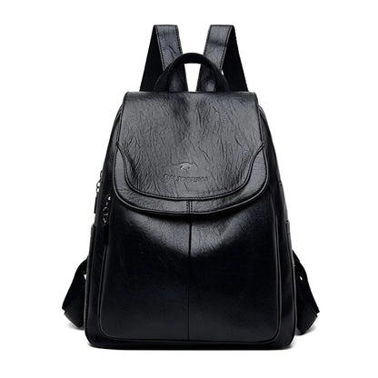 Classic Brown Leather Ladies Backpack