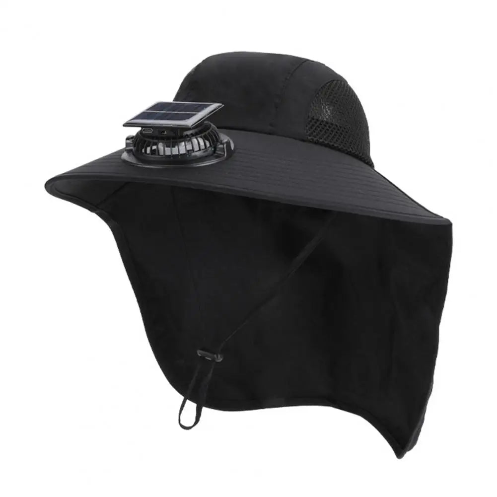 Sun Protection Wide Brim Summer Hat with Solar Fan