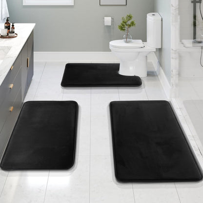Soft Plush 3 Piece Bathroom Mat Set
