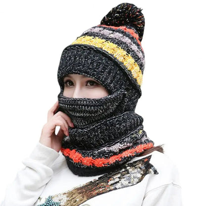 Soft Winter Beanie Scarf Set with Fleece Lining