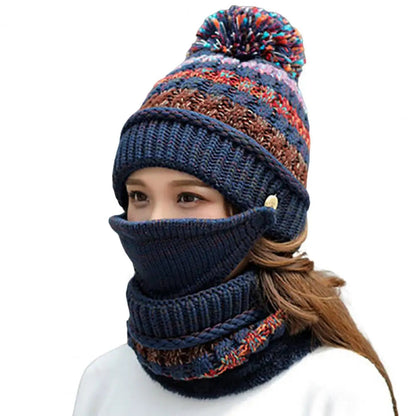 Soft Winter Beanie Scarf Set with Fleece Lining
