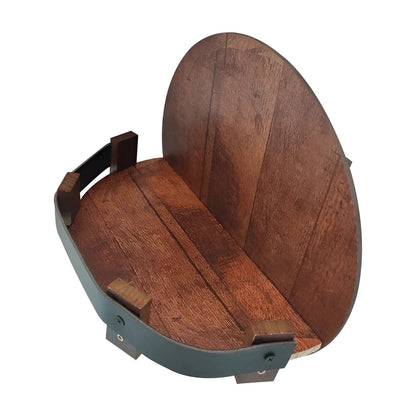 Distressed Wood Whiskey Barrel Shelf - Home Bar Decor
