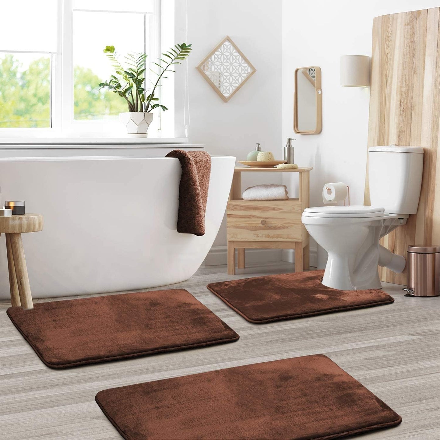 Soft Plush 3 Piece Bathroom Mat Set