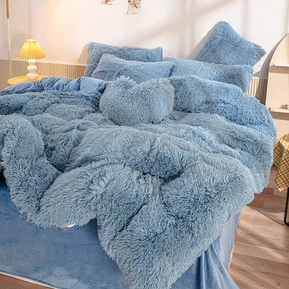 Cozy Soft Plush Duvet Cover Set with Zipper