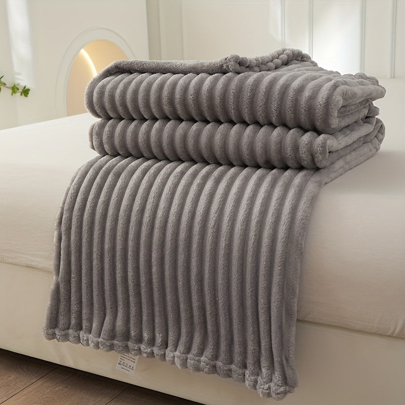 Cozy Textured Throw Blanket with Ribbed Design