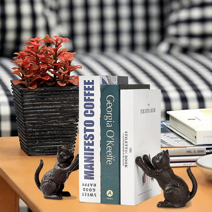 Rustic Cast Iron Book Ends with Traditional Style
