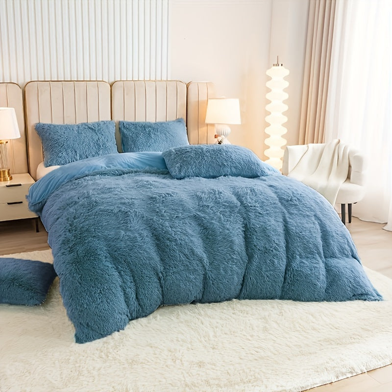 Cozy Soft Plush Duvet Cover Set with Zipper