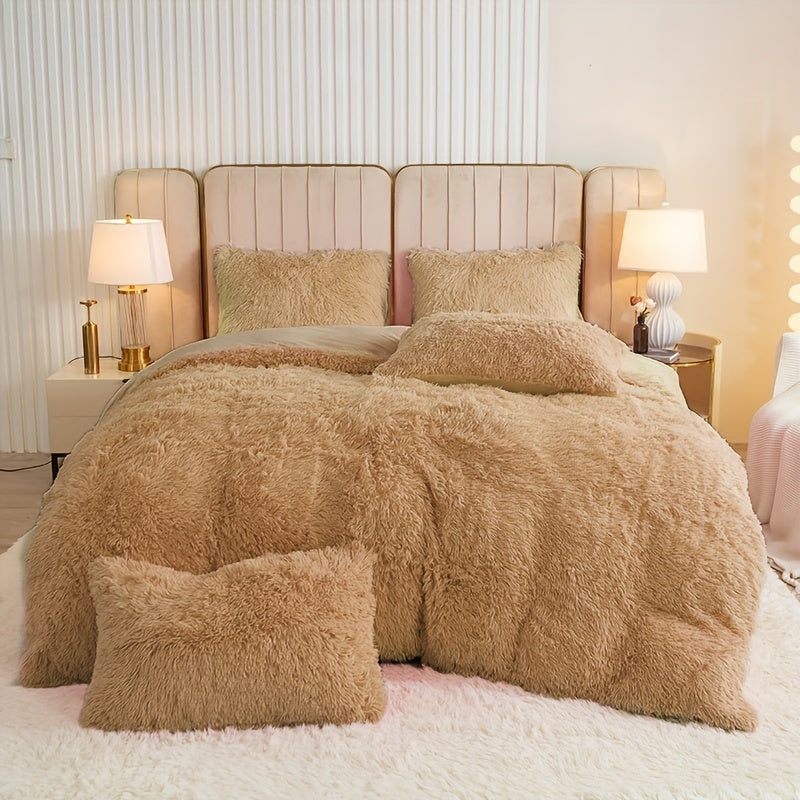 Cozy Soft Plush Duvet Cover Set with Zipper