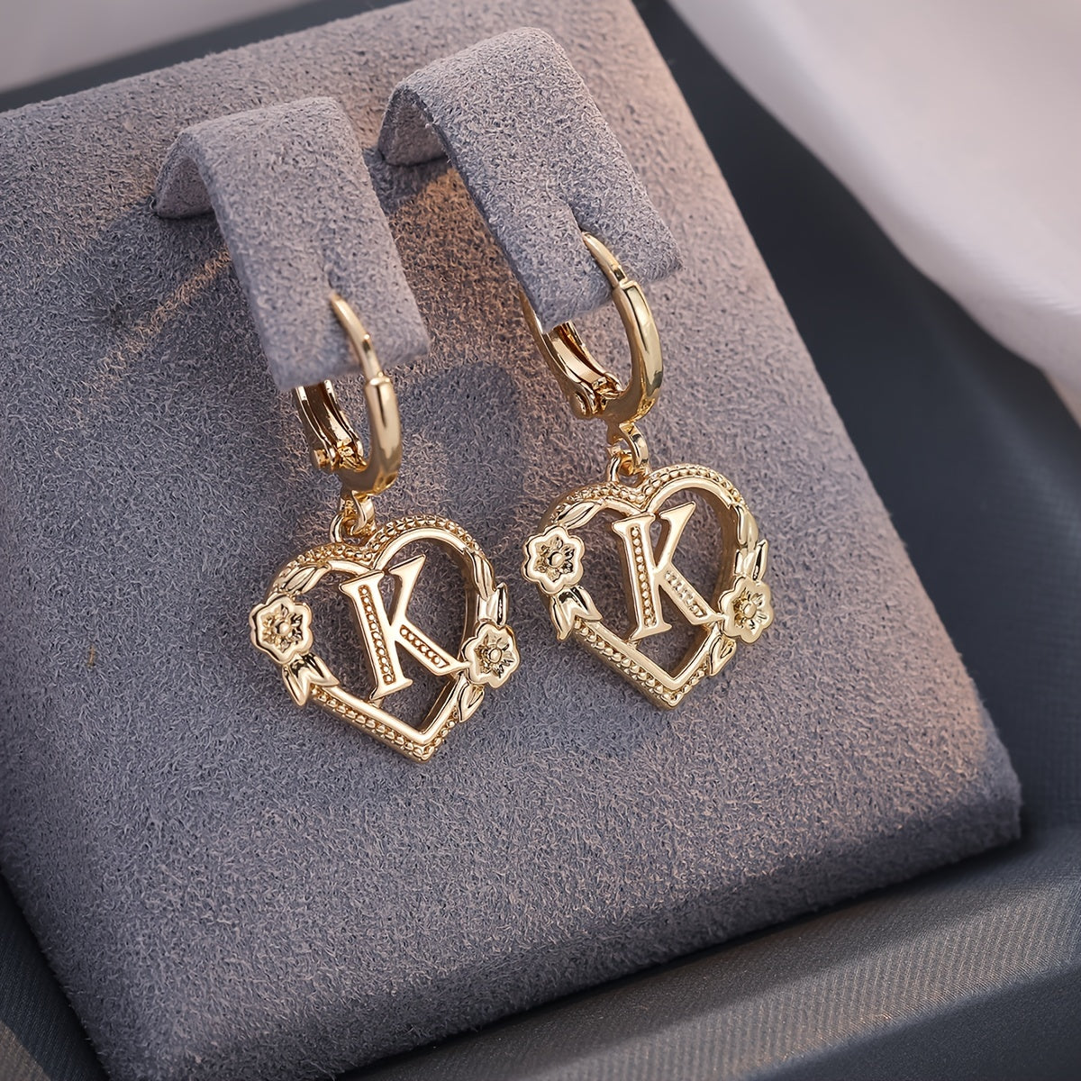 Delicate Monogram Heart Huggie Earrings